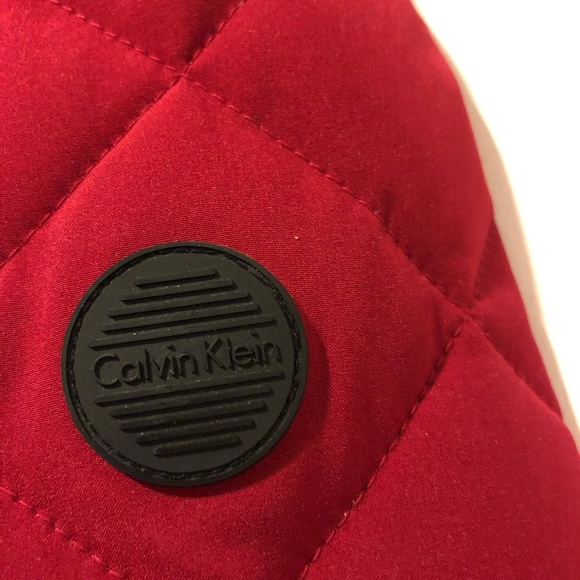Calvin Klein Quilted Jacket Red Like New Black Trim - Picture 5 of 5